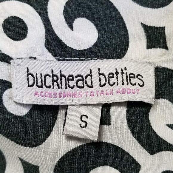 Bell Sleeve Dress Buckhead Betties Mod Retro Black & White Geometric Size Small - Picture 5 of 6